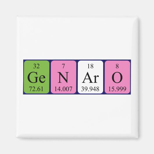 Aimant de nom de table périodique Genaro (Devant)