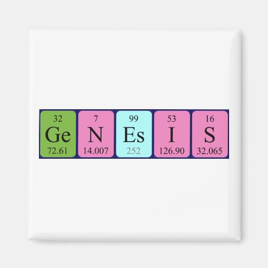 Aimant de nom de table périodique Genesis (Devant)