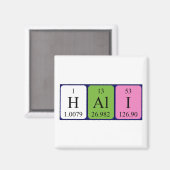 Aimant de nom de table périodique hali (Recto/Verso)
