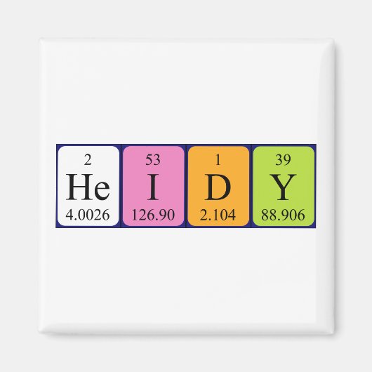 Aimant de nom de table périodique Heidy (Devant)