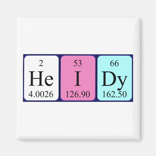 Aimant de nom de table périodique Heidy (Devant)