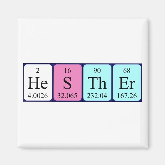 Aimant de nom de table périodique Hesther (Devant)
