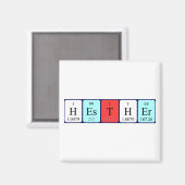 Aimant de nom de table périodique Hesther (Recto/Verso)