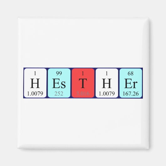 Aimant de nom de table périodique Hesther (Devant)