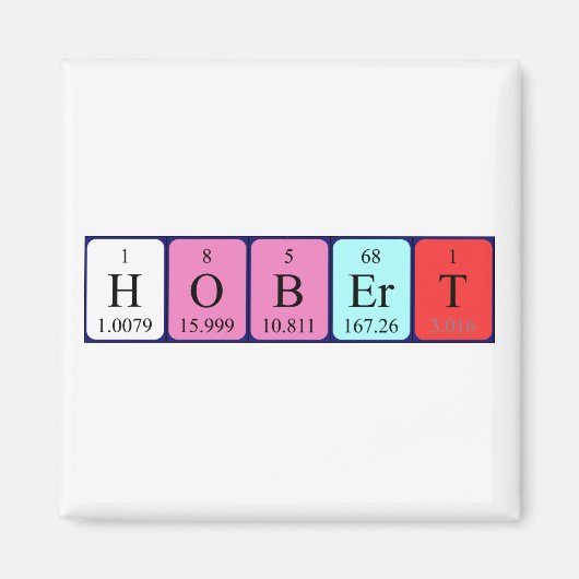 Aimant de nom de table périodique Hobert (Devant)