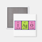Aimant de nom de table périodique Iago (Recto/Verso)