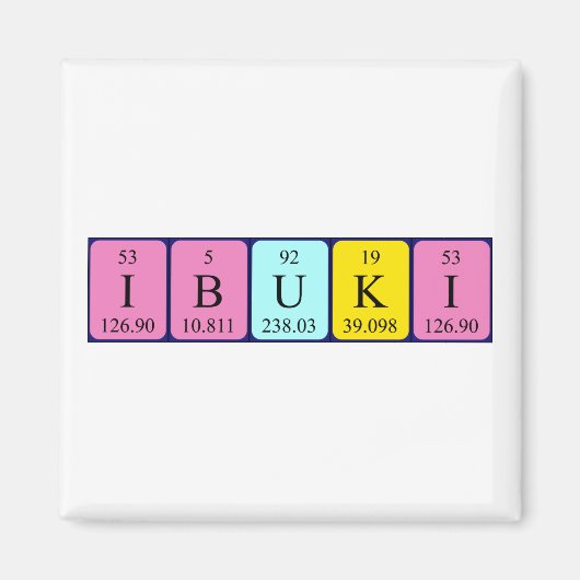 Aimant de nom de table périodique Ibuki (Devant)
