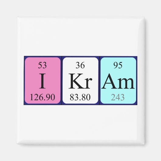 Aimant de nom de table périodique Ikram (Devant)