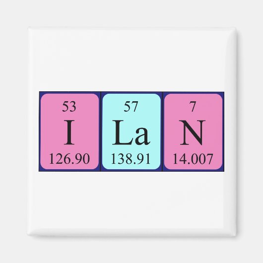 Aimant de nom de table périodique Ilan (Devant)