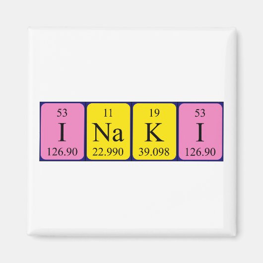 Aimant de nom de table périodique Inaki (Devant)