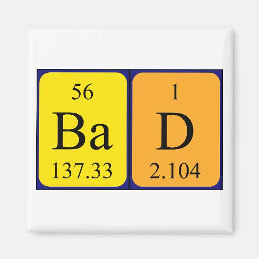 Aimant de nom de table périodique incorrect (Devant)