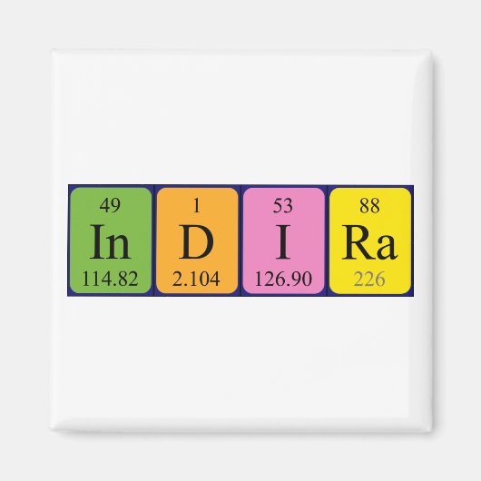 aimant de nom de table périodique Indira (Devant)