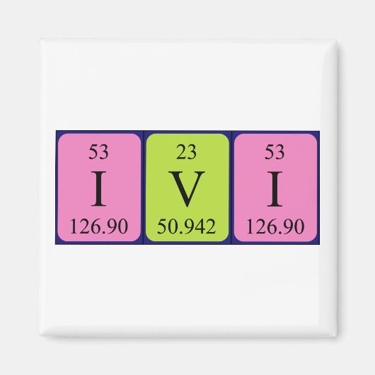 Aimant de nom de table périodique Ivi (Devant)