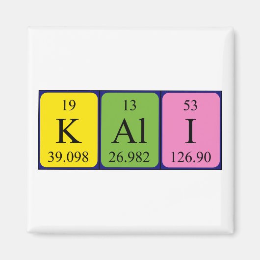 Aimant de nom de table périodique Kali (Devant)