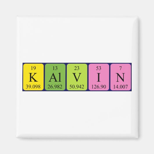 Aimant de nom de table périodique Kalvin (Devant)