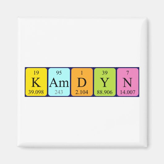 aimant de nom de table périodique Kamdyn (Devant)