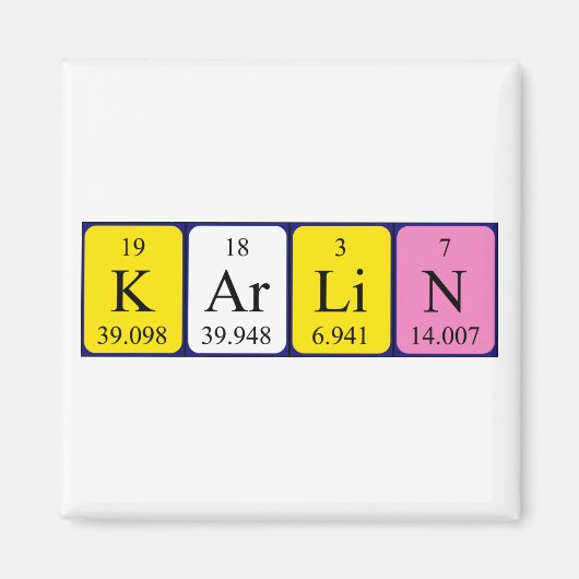 Aimant de nom de table périodique Karlin (Devant)