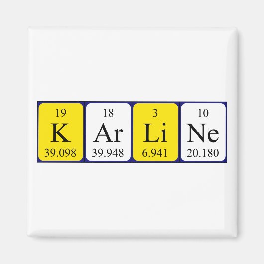 Aimant de nom de table périodique Karline (Devant)