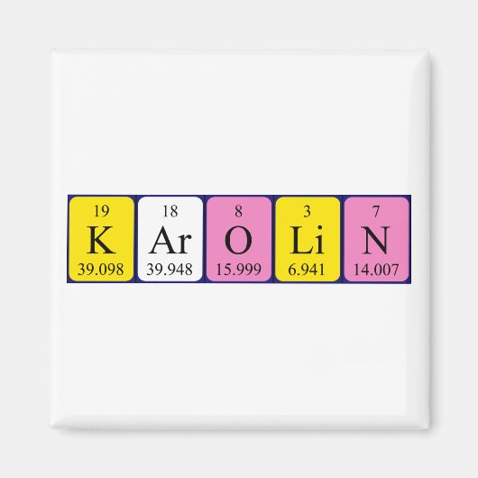 Aimant de nom de table périodique Karolin (Devant)