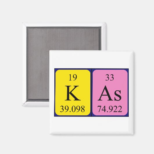 Aimant de nom de table périodique Kas (Recto/Verso)