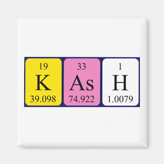 Aimant de nom de table périodique Kash (Devant)