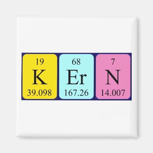 Aimant de nom de table périodique Kern (Devant)