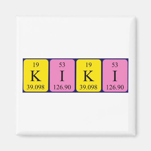 Aimant de nom de table périodique Kiki (Devant)