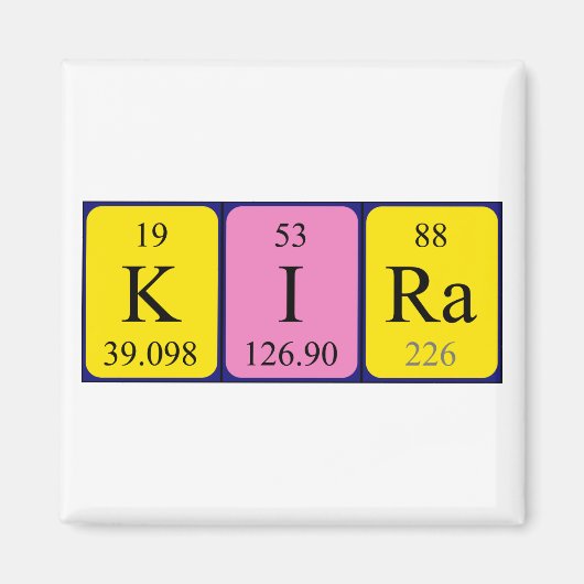 Aimant de nom de table périodique Kira (Devant)