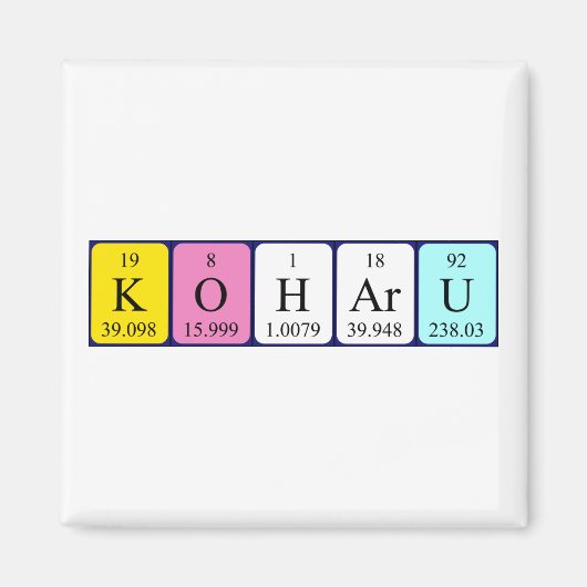 Aimant de nom de table périodique Koharu (Devant)