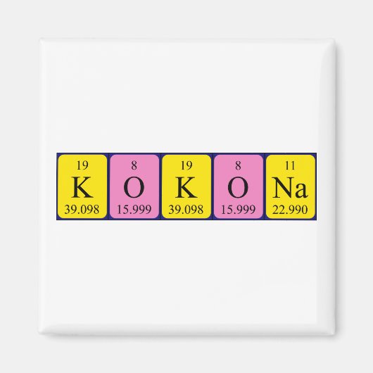 Aimant de nom de table périodique Kokona (Devant)