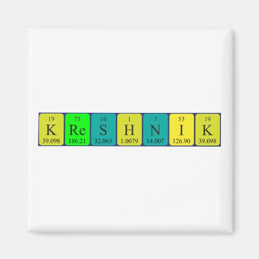 Aimant de nom de table périodique Kreshnik (Devant)