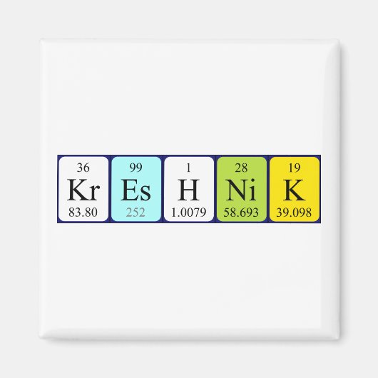 Aimant de nom de table périodique Kreshnik (Devant)