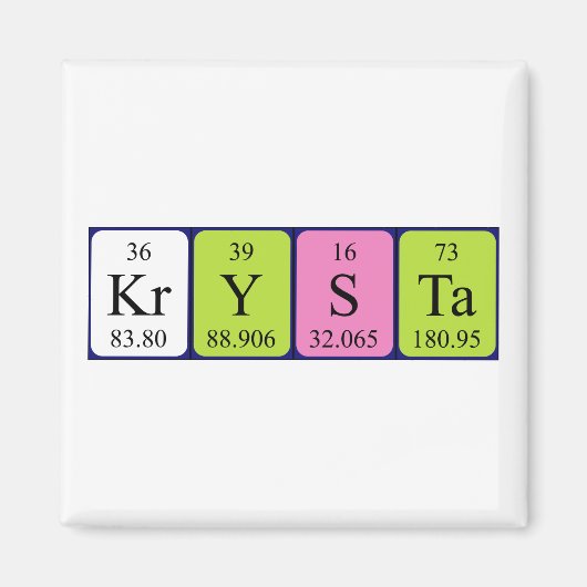 Aimant de nom de table périodique Krysta (Devant)