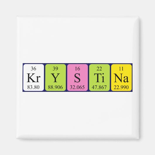 Aimant de nom de table périodique Krystina (Devant)