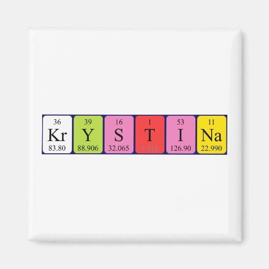 Aimant de nom de table périodique Krystina (Devant)