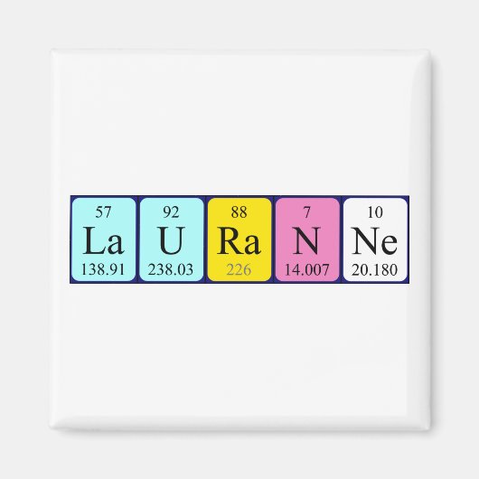 Aimant de nom de table périodique Lauranne (Devant)