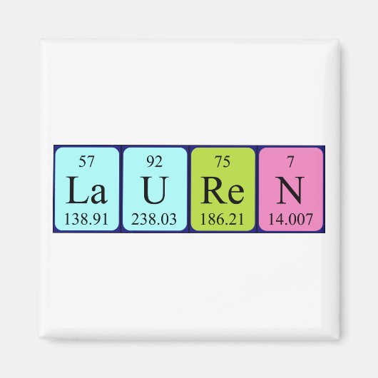 Aimant de nom de table périodique Lauren (Devant)