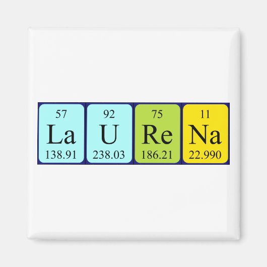 Aimant de nom de table périodique Laurena (Devant)