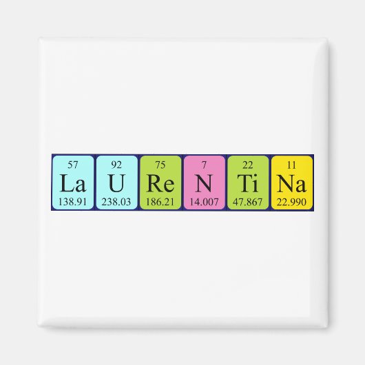 Aimant de nom de table périodique Laurentina (Devant)