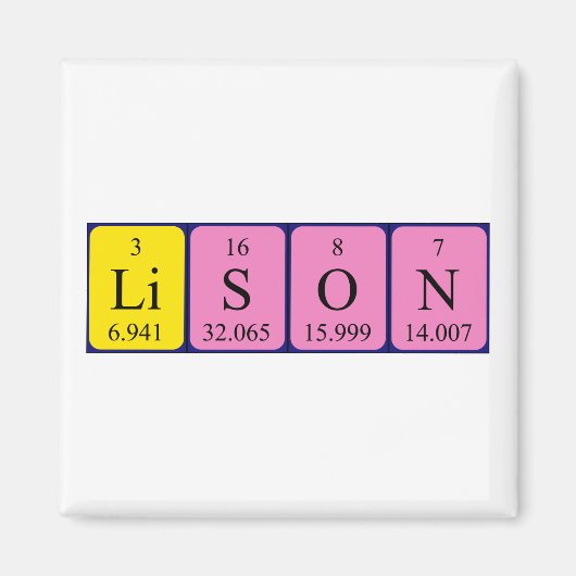 aimant de nom de table périodique Lison (Devant)