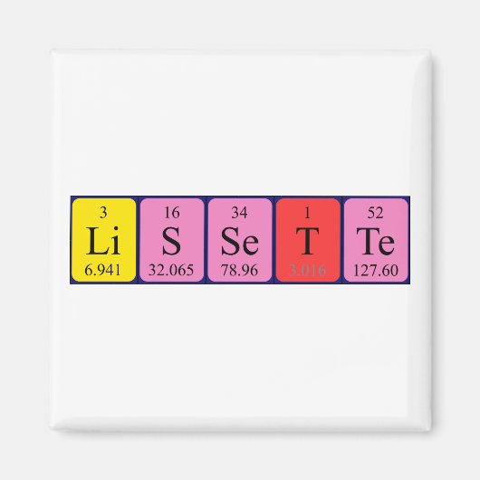 aimant de nom de table périodique Lissette (Devant)