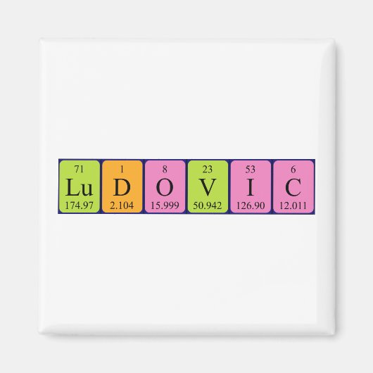 aimant de nom de table périodique Ludovic (Devant)