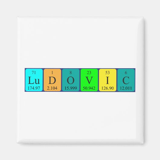 aimant de nom de table périodique Ludovic (Devant)