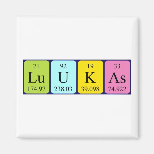 Aimant de nom de table périodique Luukas (Devant)
