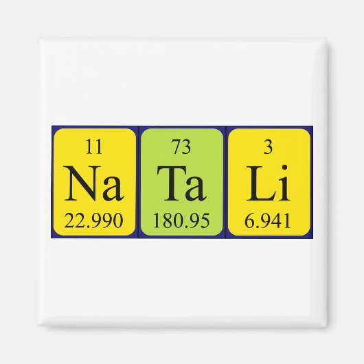 Aimant de nom de table périodique Natali (Devant)