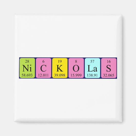 aimant de nom de table périodique Nickolas (Devant)