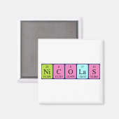 aimant de nom de table périodique Nicolas (Recto/Verso)