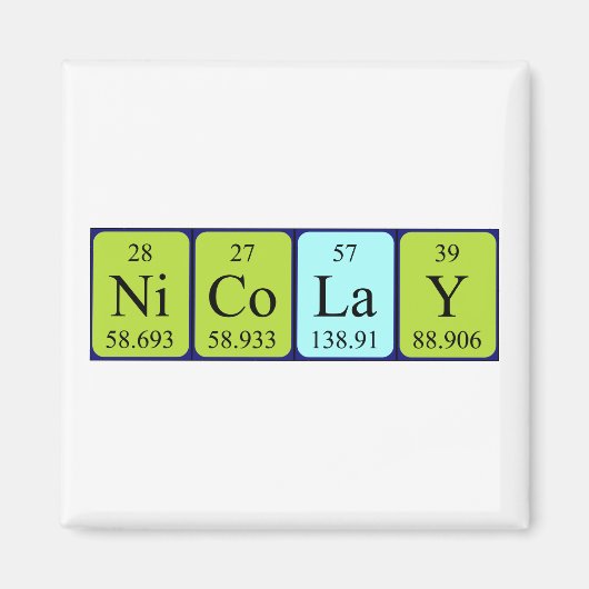 aimant de nom de table périodique Nicolay (Devant)