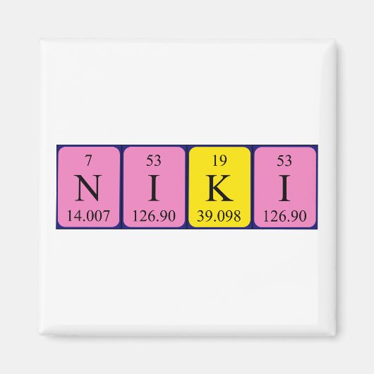 aimant de nom de table périodique Niki (Devant)