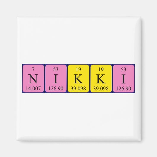 aimant de nom de table périodique Nikki (Devant)
